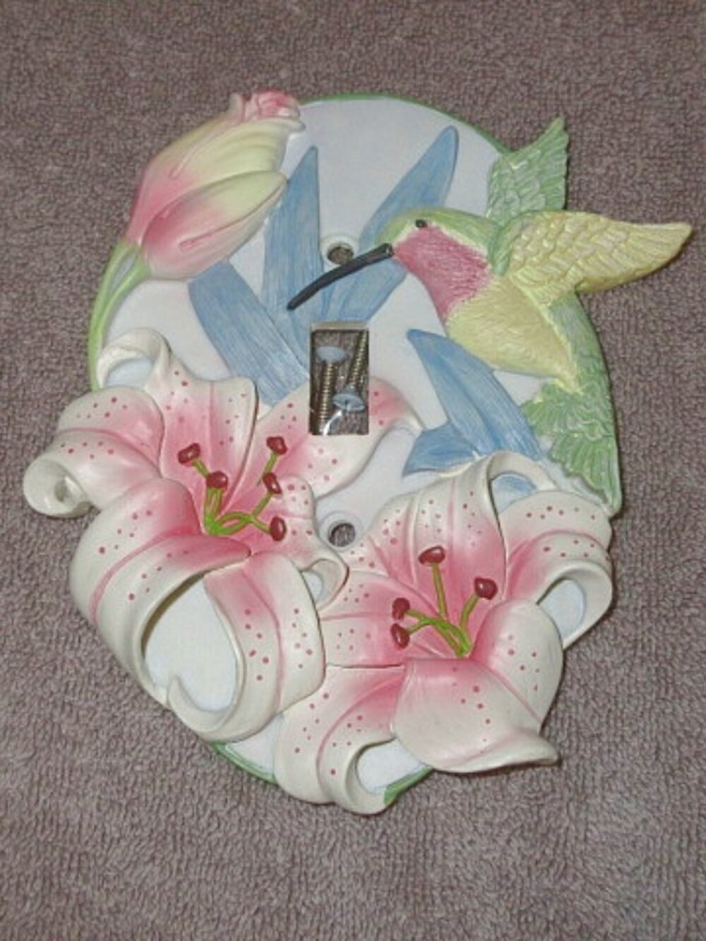Vtg Avon Floral Bird Garden Switch Plate Cover 3D Hummingbird Cottagecore Boho